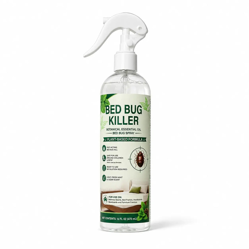 Bed Bug Killer Botanical Essential Oil Spray 16 Fl Oz Plant-Based Formula Safe for Kids & Pets Fresh Mint Scent