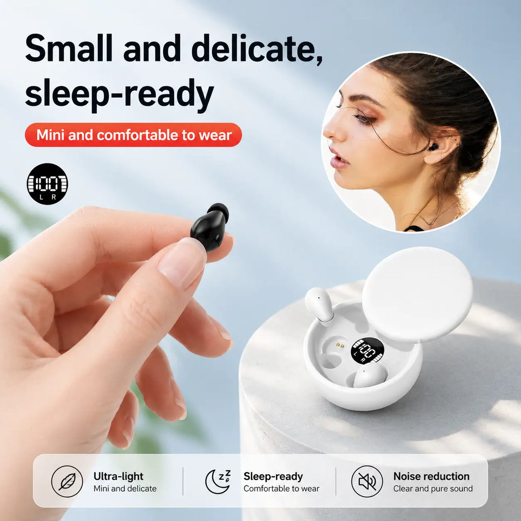 Mini Invisible Fast-Charge Bluetooth 5.4 Earbuds, Noise Cancellation, Stereo Audio, Lightweight Wireless In-Ear Headphones with Built-In Mic for Calls, Sports Party Bag Supplies & Gifts